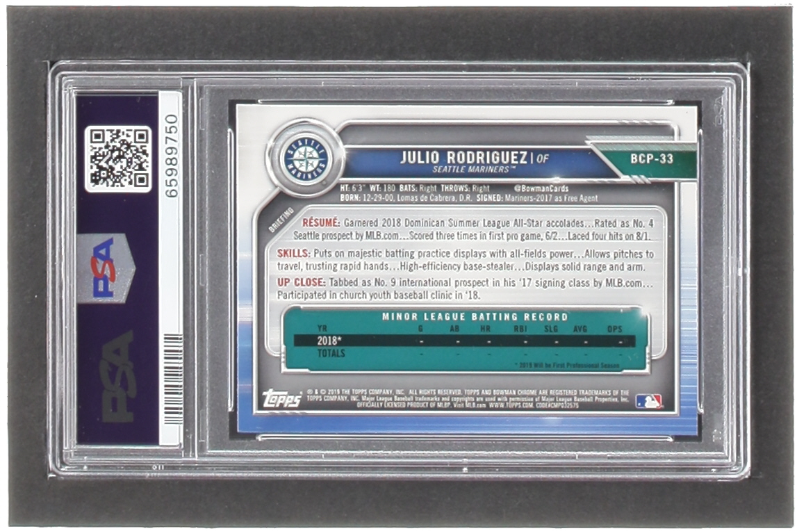 Julio Rodriguez 2019 Bowman Chrome Prospects #BCP33 (PSA 10) at PristineAuction.com Julio Rodriguez 2019 Bowman Chrome Prospects #BCP33 (PSA 10) at PristineAuction.com