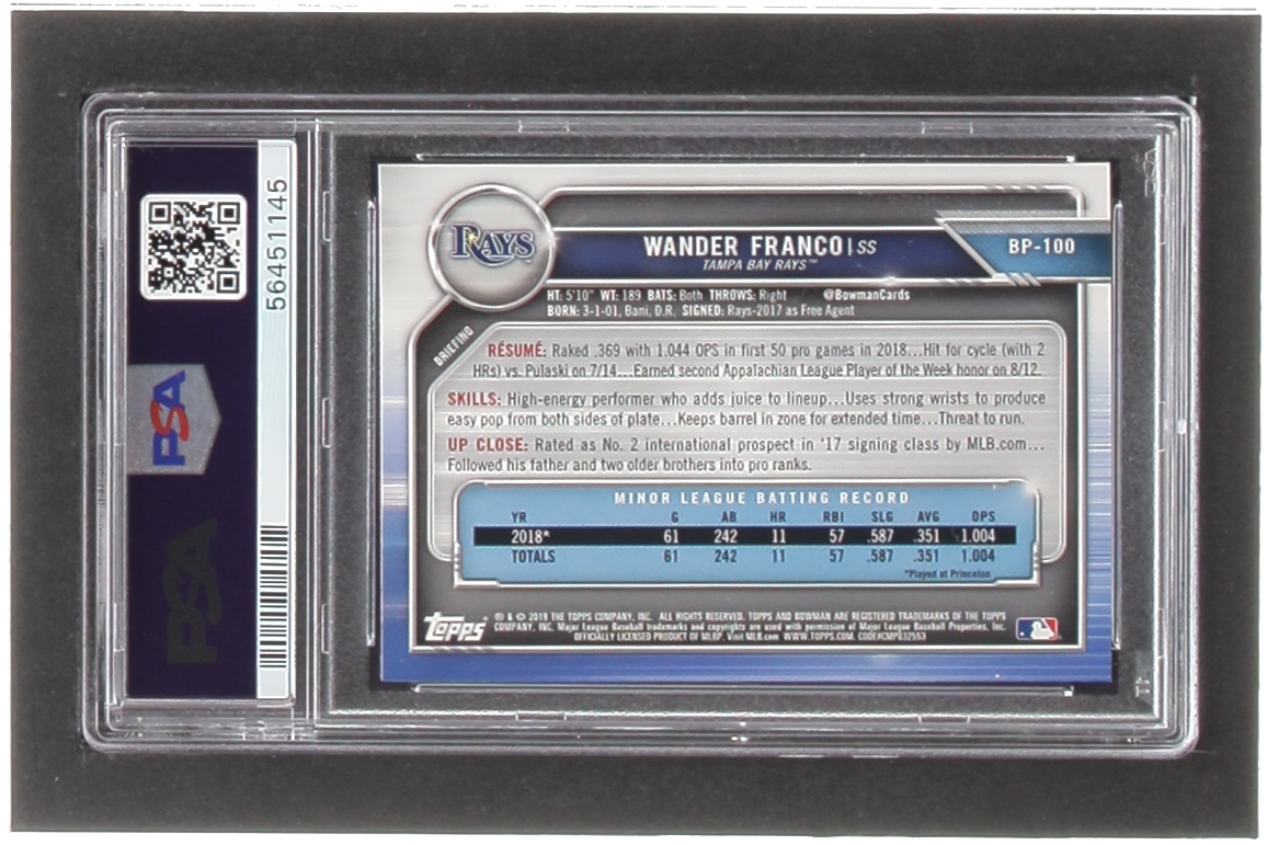 Wander Franco 2019 Bowman Prospects #BP100 (PSA 10) at PristineAuction.com Wander Franco 2019 Bowman Prospects #BP100 (PSA 10) at PristineAuction.com