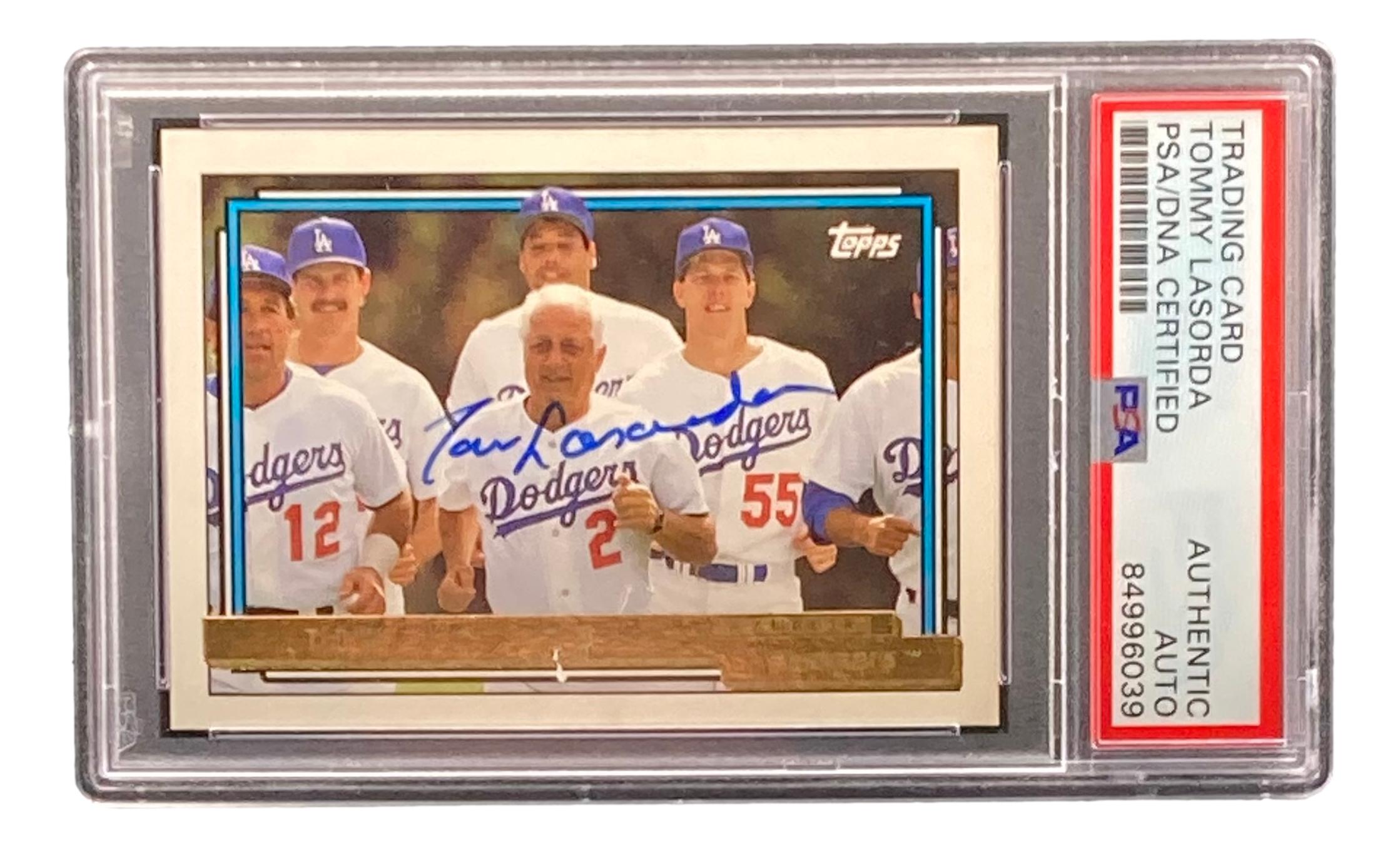 Tom Lasorda Signed 1992 Topps Gold #261 MG (PSA) at PristineAuction.com Tom Lasorda Signed 1992 Topps Gold #261 MG (PSA) at PristineAuction.com