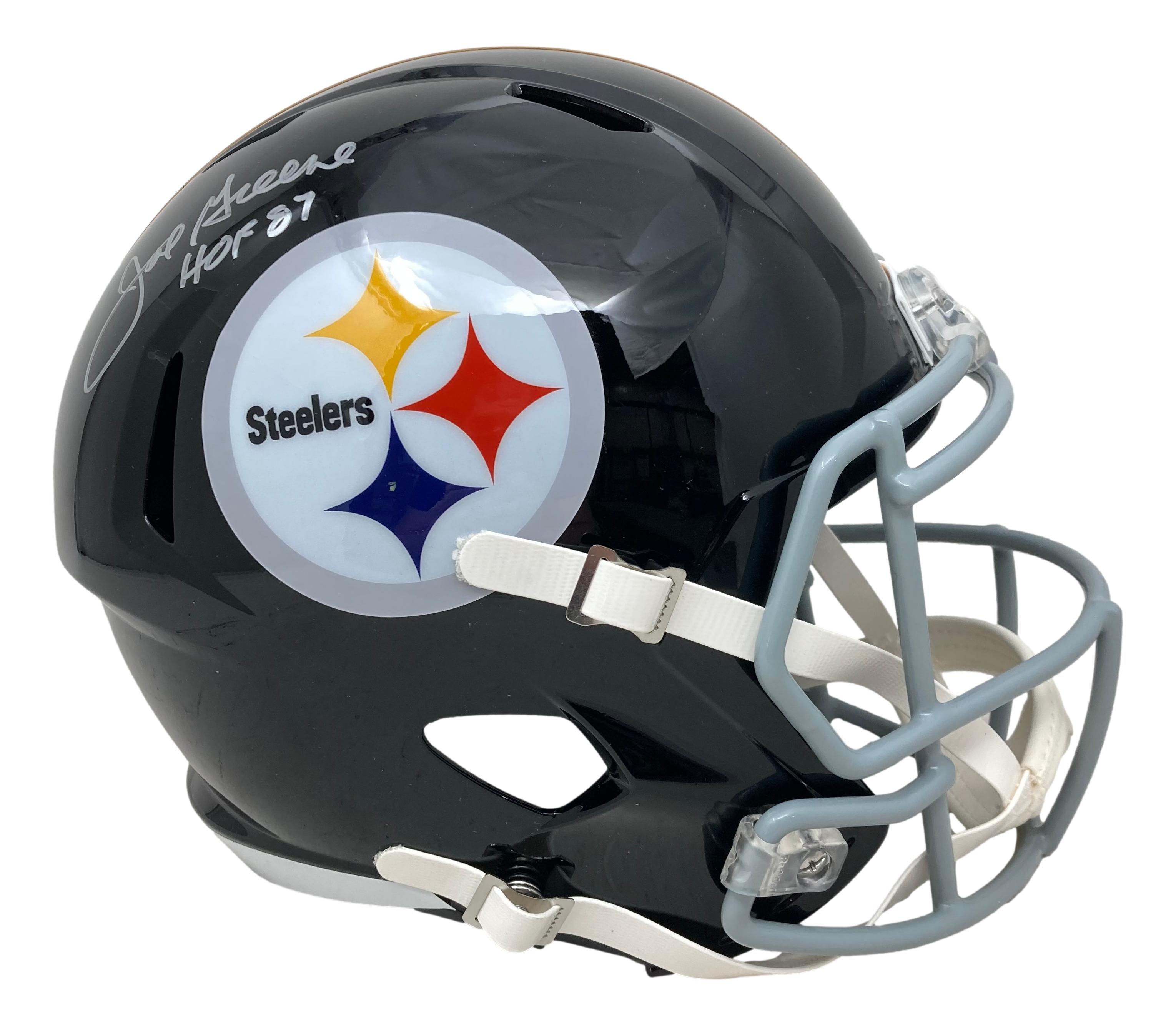 Joe Greene Signed Steelers Full-Size Throwback Speed Helmet Inscribed "HOF 87" (Beckett) at PristineAuction.com Joe Greene Signed Steelers Full-Size Throwback Speed Helmet Inscribed "HOF 87" (Beckett) at PristineAuction.com