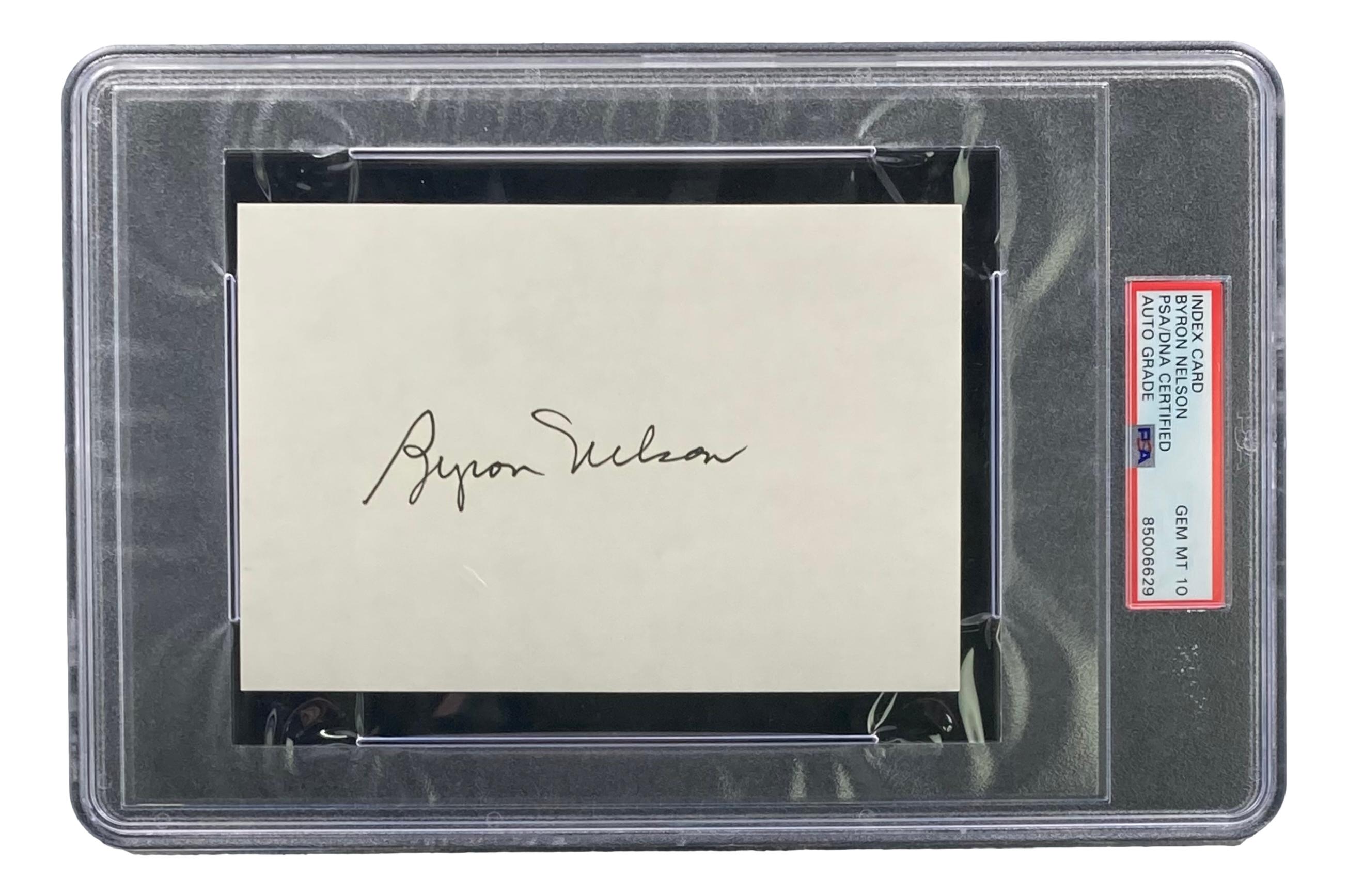 Byron Nelson Signed Index Card (PSA) at PristineAuction.com Byron Nelson Signed Index Card (PSA) at PristineAuction.com