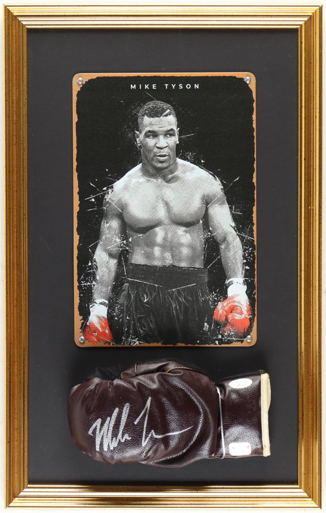 Mike Tyson Signed Custom Framed Boxing Glove Display (JSA & Tyson) at PristineAuction.com Mike Tyson Signed Custom Framed Boxing Glove Display (JSA & Tyson) at PristineAuction.com