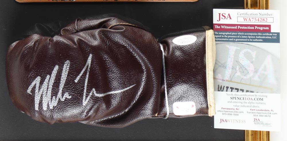 Mike Tyson Signed Custom Framed Boxing Glove Display (JSA & Tyson) at PristineAuction.com Mike Tyson Signed Custom Framed Boxing Glove Display (JSA & Tyson) at PristineAuction.com