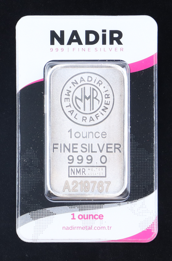 Nadir Metal Rafineri - 1oz 999.0 Fine Silver Bullion Bar in Assay at PristineAuction.com Nadir Metal Rafineri - 1oz 999.0 Fine Silver Bullion Bar in Assay at PristineAuction.com