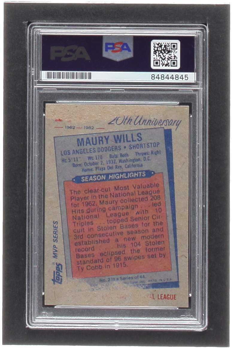 Maury Wills Signed 1982 K-Mart #2 62NL (PSA) at PristineAuction.com Maury Wills Signed 1982 K-Mart #2 62NL (PSA) at PristineAuction.com