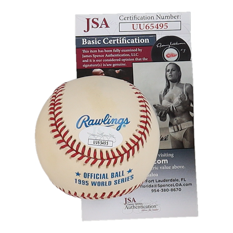Tom Glavine Signed 1995 World Series Baseball Inscribed "95 WS MVP" (JSA) at PristineAuction.com Tom Glavine Signed 1995 World Series Baseball Inscribed "95 WS MVP" (JSA) at PristineAuction.com