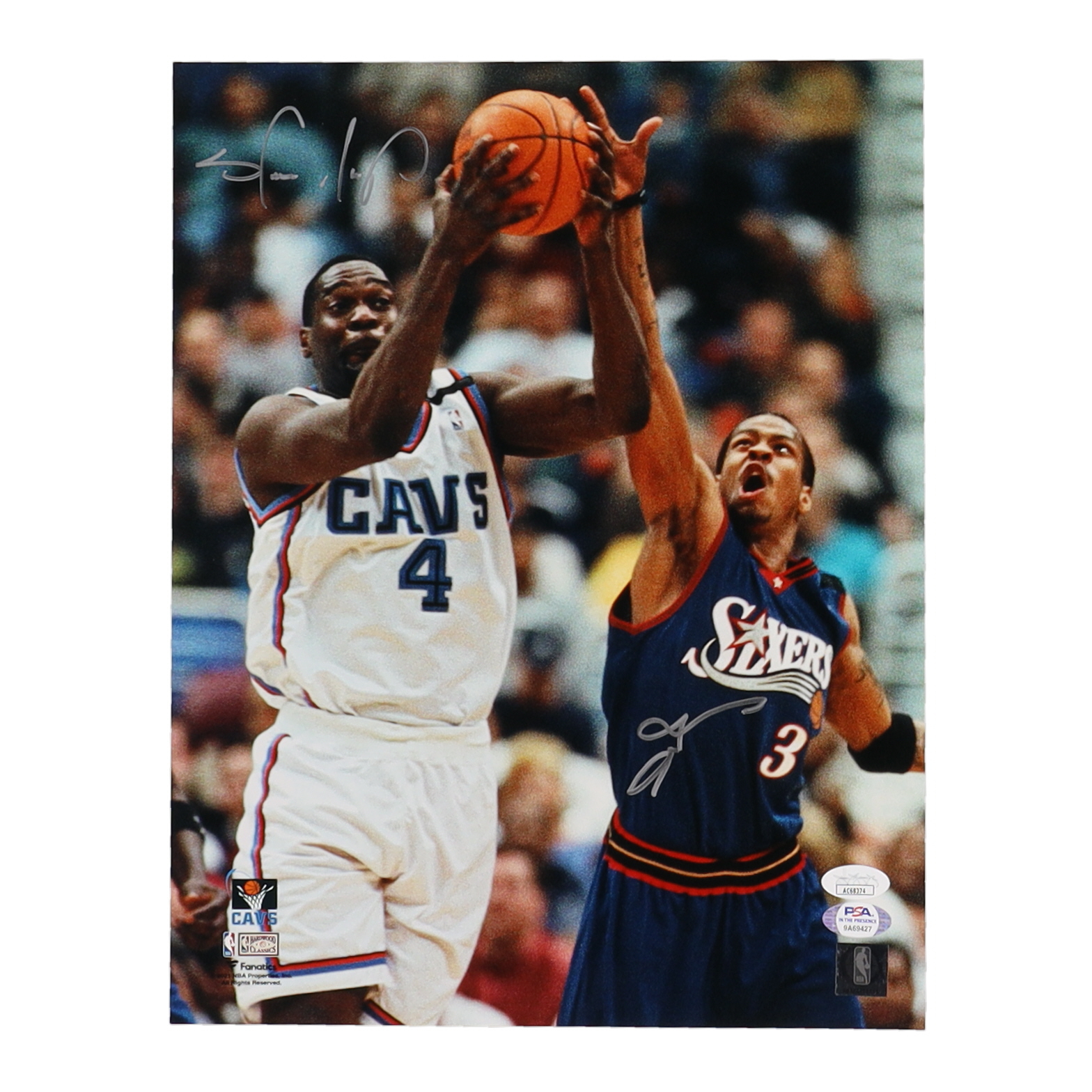 Allen Iverson & Shawn Kemp Signed 76ers vs Cavaliers 11x14 Photo (PSA & JSA) at PristineAuction.com Allen Iverson & Shawn Kemp Signed 76ers vs Cavaliers 11x14 Photo (PSA & JSA) at PristineAuction.com