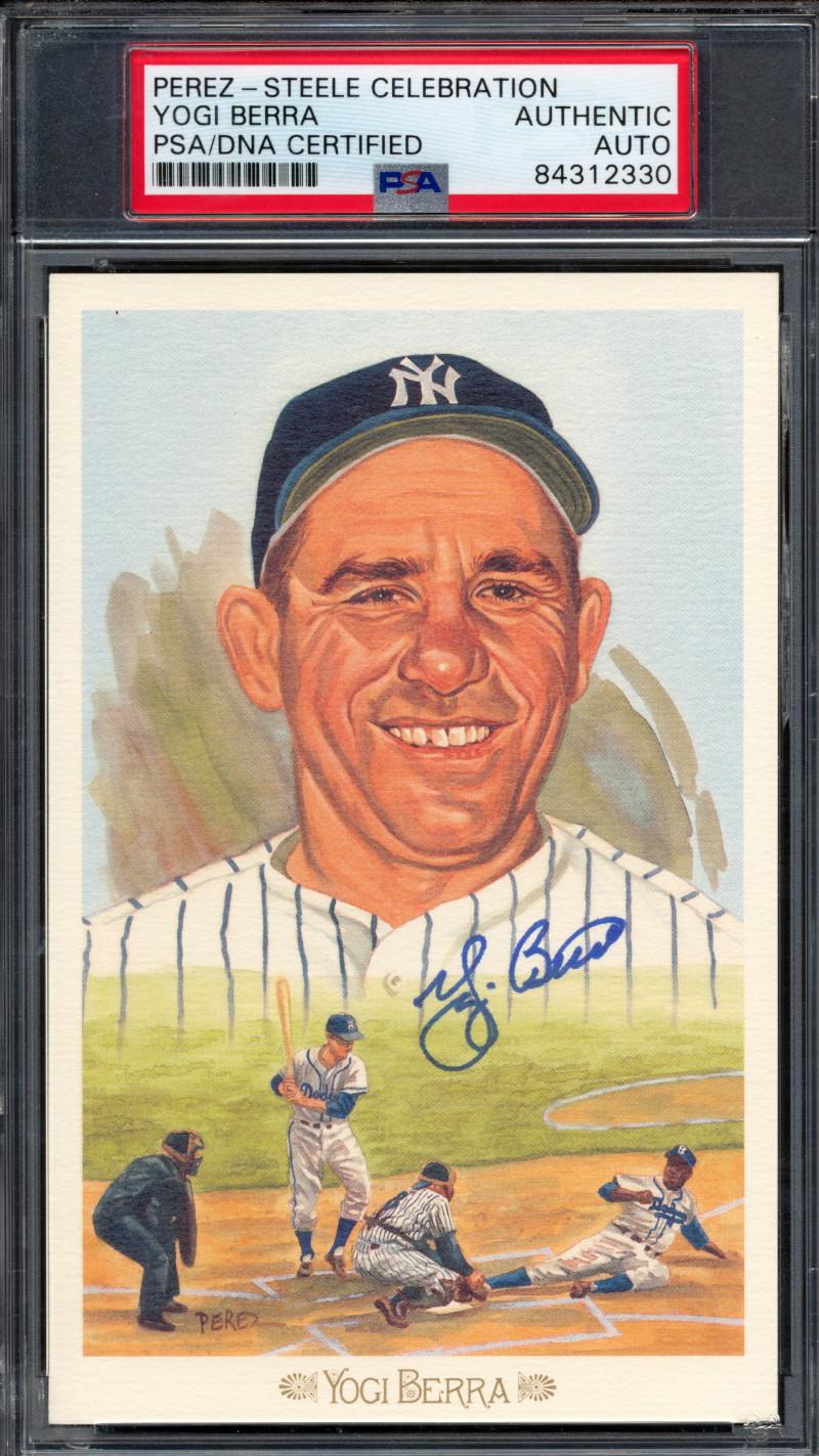 Yogi Berra Signed 1989 Perez-Steele Celebration Postcards #6 (PSA) at PristineAuction.com Yogi Berra Signed 1989 Perez-Steele Celebration Postcards #6 (PSA) at PristineAuction.com