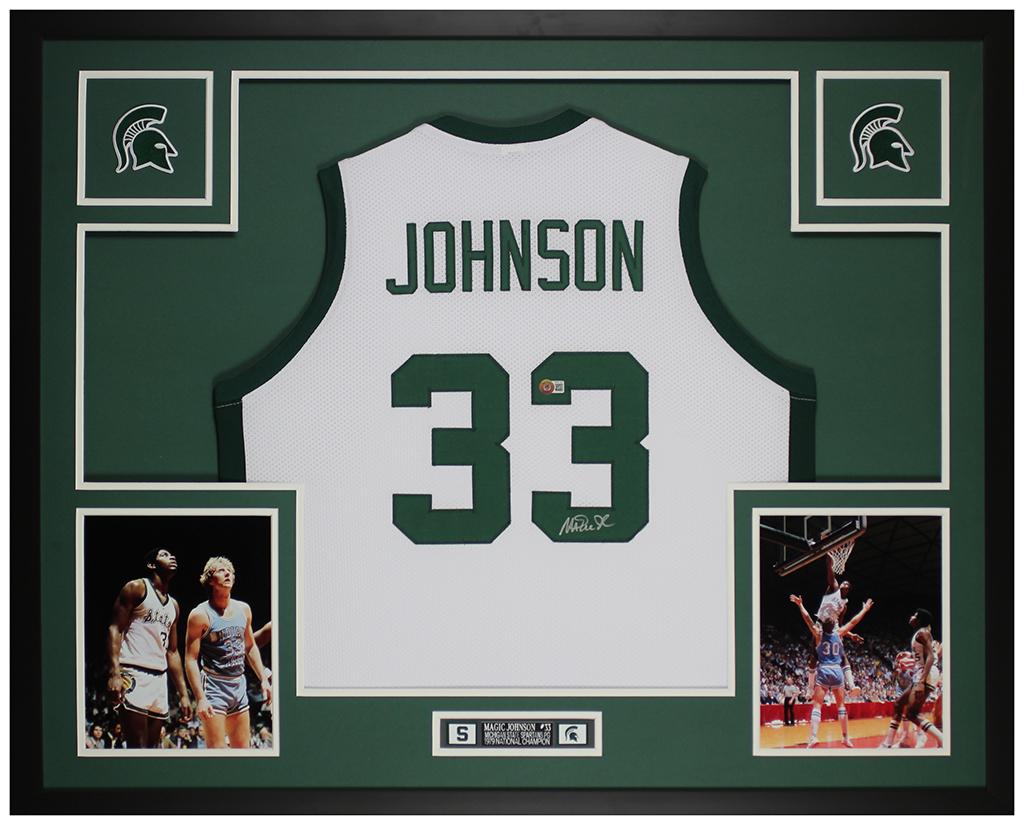 Magic Johnson Signed Custom Framed Jersey Display (Beckett) at PristineAuction.com Magic Johnson Signed Custom Framed Jersey Display (Beckett) at PristineAuction.com