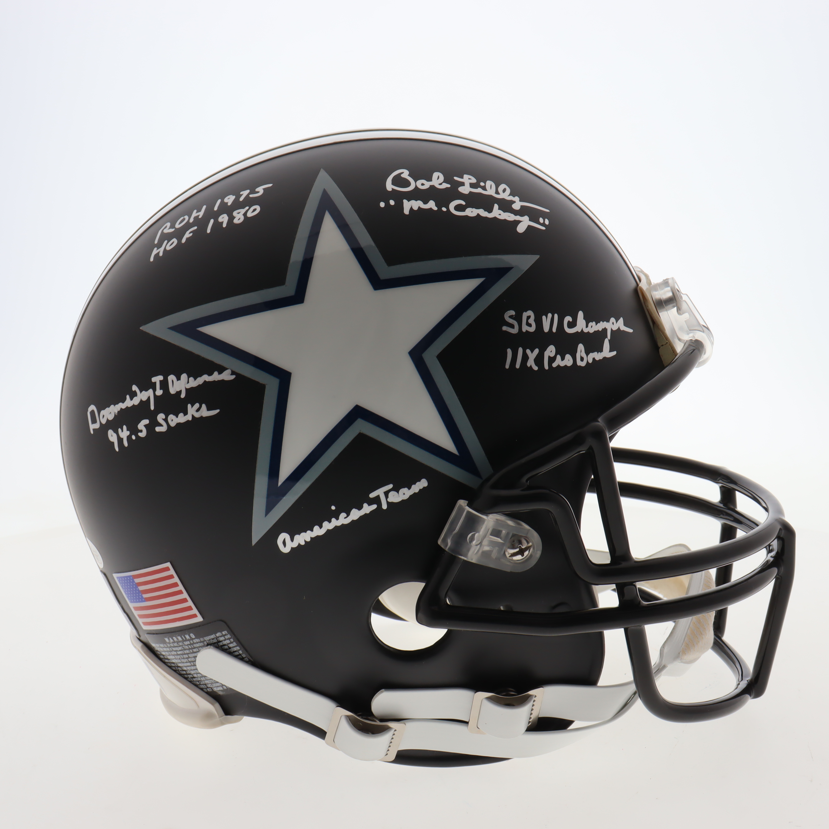 Bob Lilly Signed Cowboys Full-Size Authentic Helmet With Multiple Inscriptions (JSA) at PristineAuction.com Bob Lilly Signed Cowboys Full-Size Authentic Helmet With Multiple Inscriptions (JSA) at PristineAuction.com