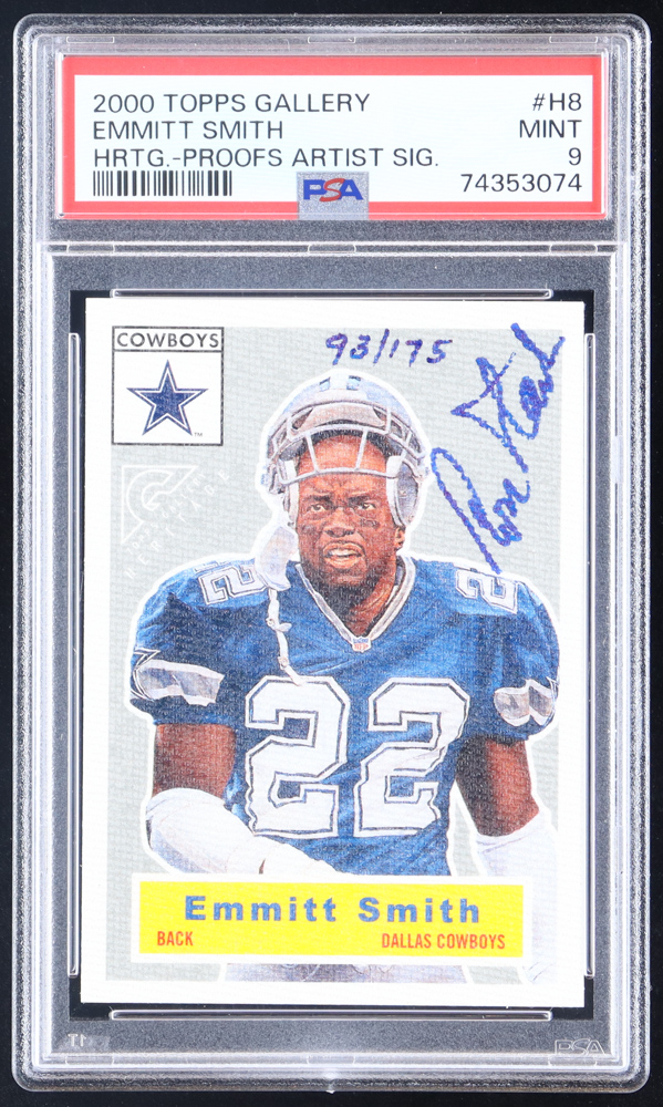Emmitt Smith 2000 Topps Gallery Heritage Proofs Artist Signed #H8 #093/175 (PSA 9) at PristineAuction.com Emmitt Smith 2000 Topps Gallery Heritage Proofs Artist Signed #H8 #093/175 (PSA 9) at PristineAuction.com