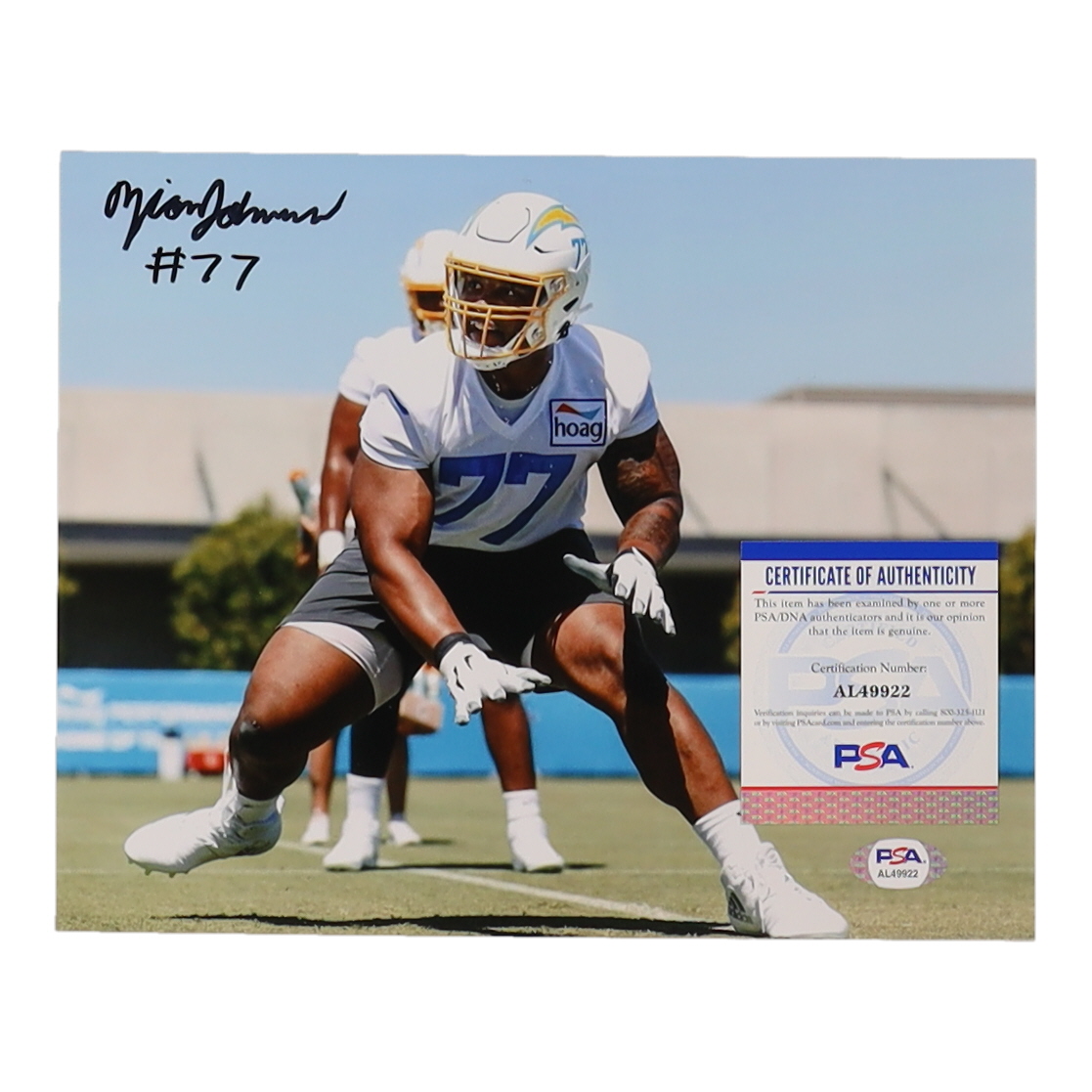 Zion Johnson Signed Chargers 8x10 Photo (PSA) at PristineAuction.com Zion Johnson Signed Chargers 8x10 Photo (PSA) at PristineAuction.com