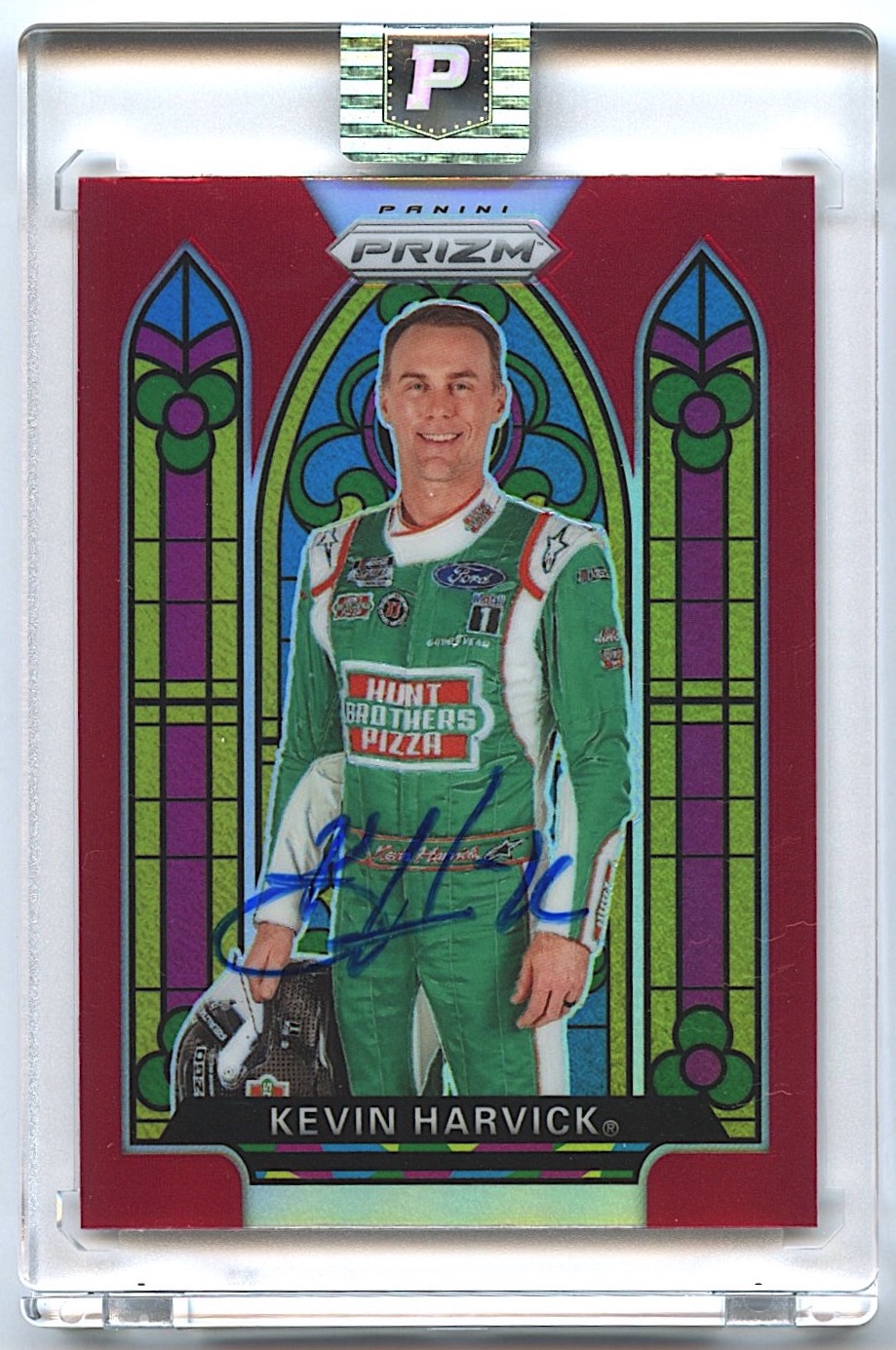 Kevin Harvick Signed 2020 Panini Prizm #63 Stained Glass Prizms Red (PA Encapsulated) at PristineAuction.com Kevin Harvick Signed 2020 Panini Prizm #63 Stained Glass Prizms Red (PA Encapsulated) at PristineAuction.com