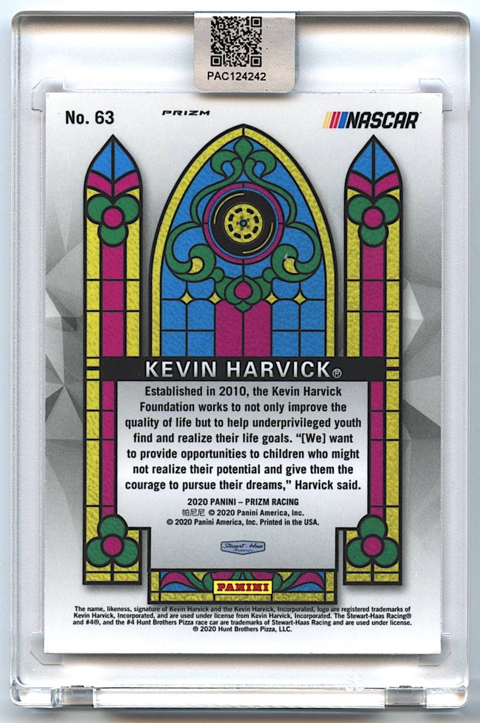 Kevin Harvick Signed 2020 Panini Prizm #63 Stained Glass Prizms Red (PA Encapsulated) at PristineAuction.com Kevin Harvick Signed 2020 Panini Prizm #63 Stained Glass Prizms Red (PA Encapsulated) at PristineAuction.com