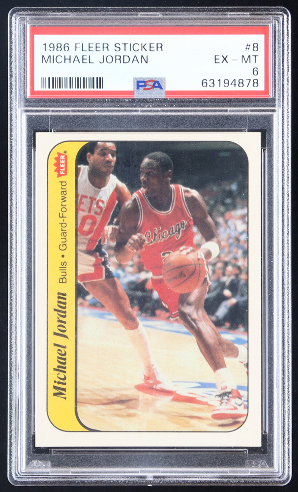 Michael Jordan 1986-87 Fleer Stickers #8 (PSA 6) at PristineAuction.com Michael Jordan 1986-87 Fleer Stickers #8 (PSA 6) at PristineAuction.com