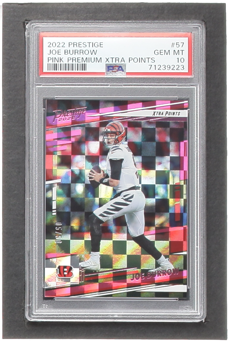 Joe Burrow 2022 Prestige Xtra Points Premium Pink #57 #05/50 (PSA 10) at PristineAuction.com Joe Burrow 2022 Prestige Xtra Points Premium Pink #57 #05/50 (PSA 10) at PristineAuction.com