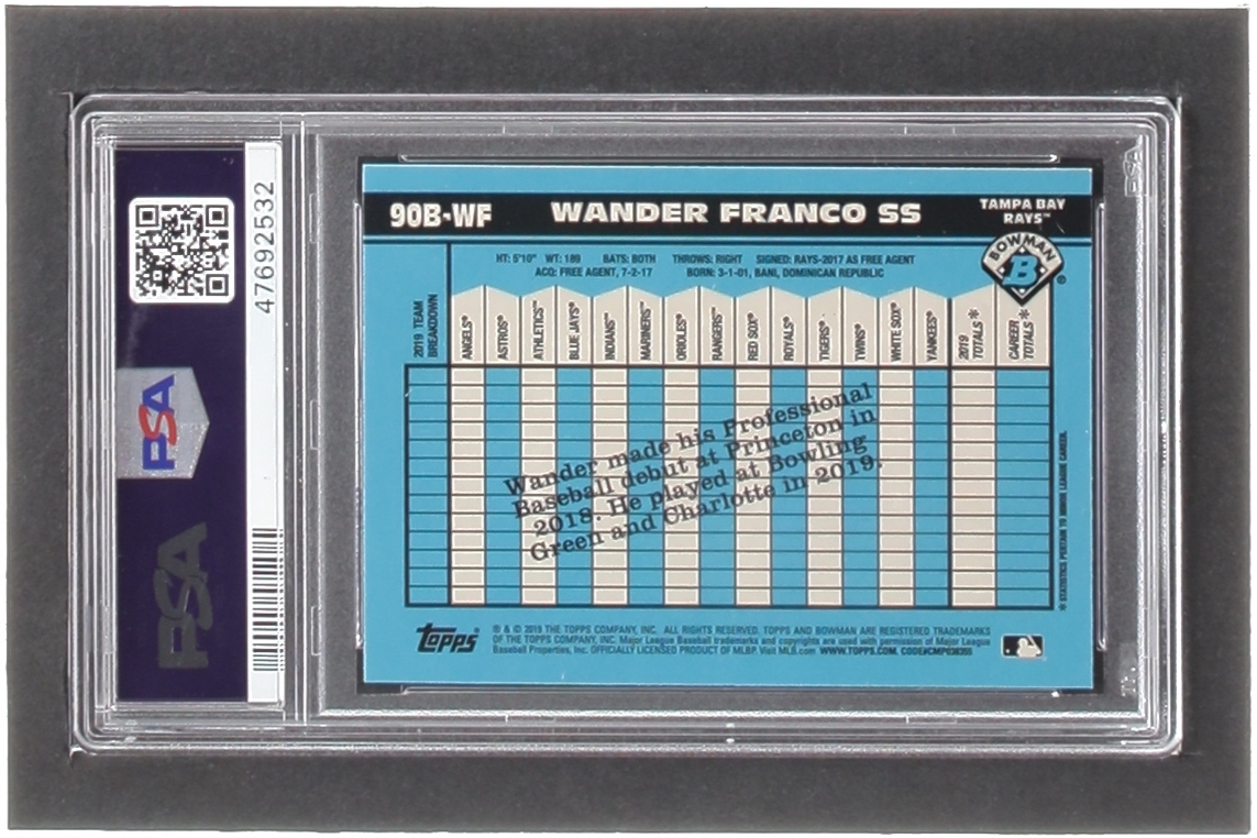 Wander Franco 2020 Bowman Chrome '90 Bowman #90BWF RC (PSA 10) at PristineAuction.com Wander Franco 2020 Bowman Chrome '90 Bowman #90BWF RC (PSA 10) at PristineAuction.com