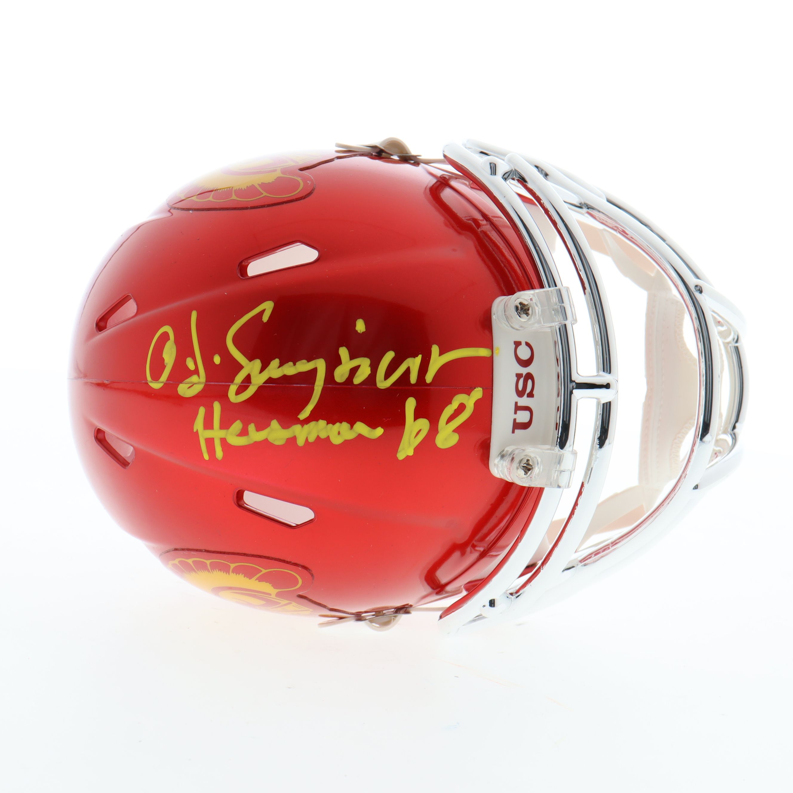O. J. Simpson Signed USC Trojans Speed Mini Helmet Inscribed "Heisman 68" (PSA) at PristineAuction.com O. J. Simpson Signed USC Trojans Speed Mini Helmet Inscribed "Heisman 68" (PSA) at PristineAuction.com
