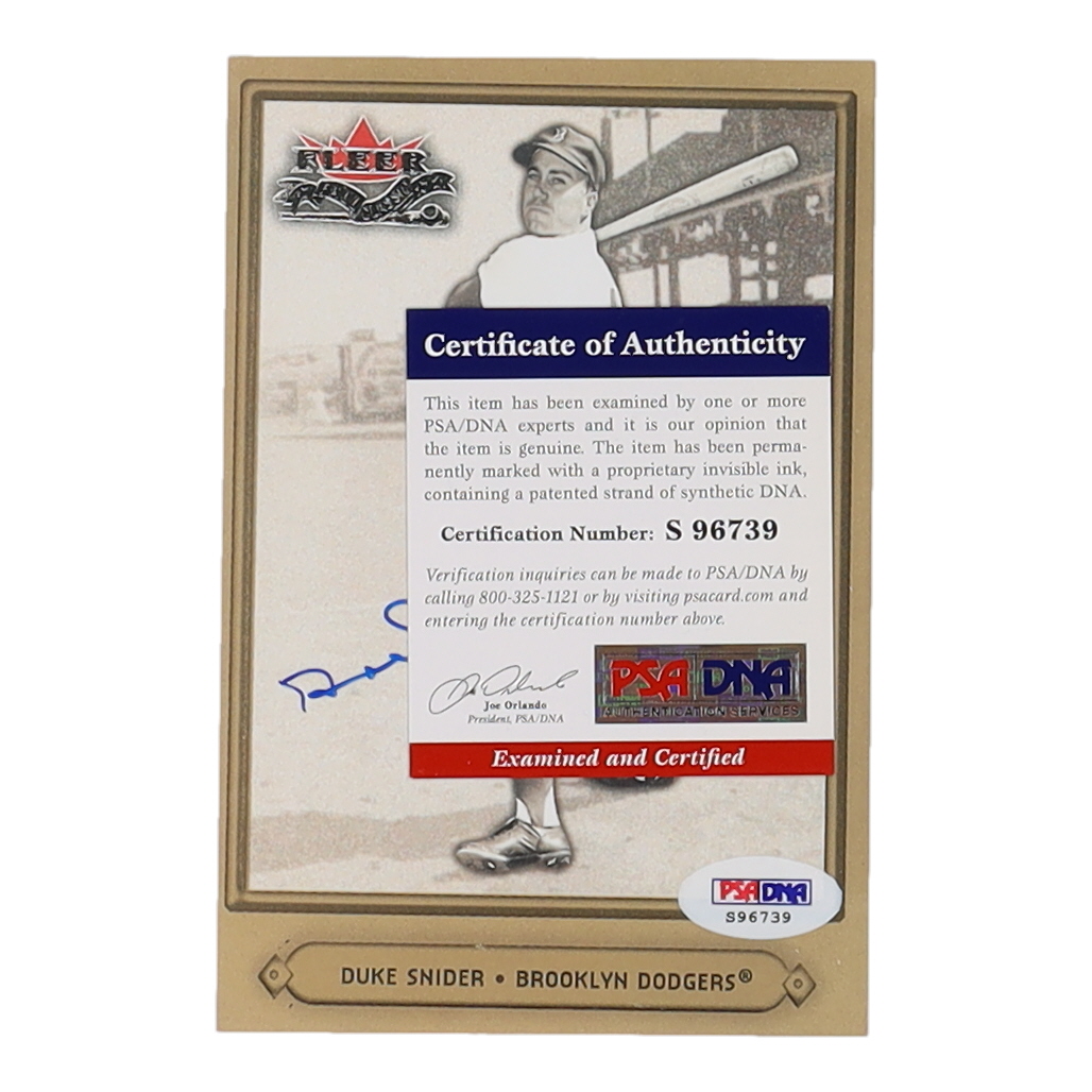 Duke Snider Signed Dodgers 4x6 Photo (PSA) at PristineAuction.com Duke Snider Signed Dodgers 4x6 Photo (PSA) at PristineAuction.com