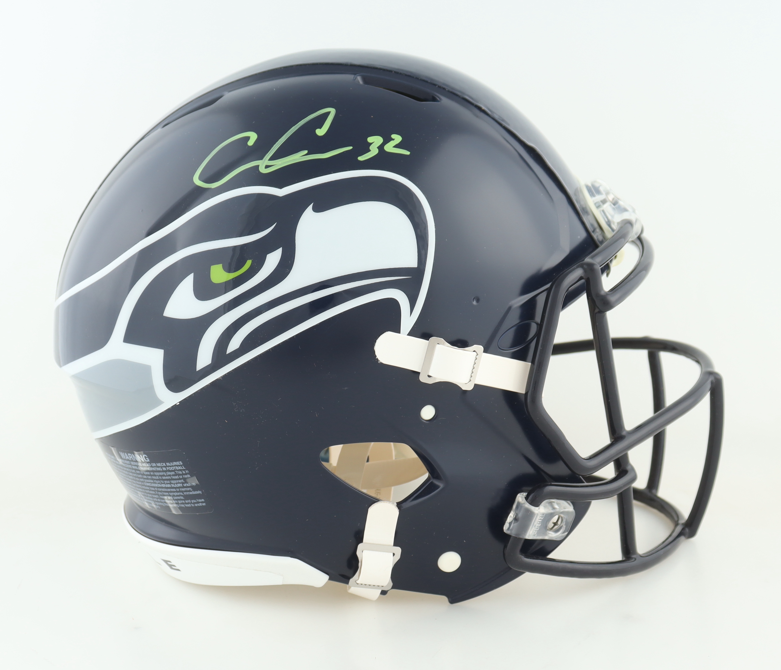 Chris Carson Signed Seahawks Full-Size Authentic On-Field Speed Helmet (Fanatics) at PristineAuction.com Chris Carson Signed Seahawks Full-Size Authentic On-Field Speed Helmet (Fanatics) at PristineAuction.com