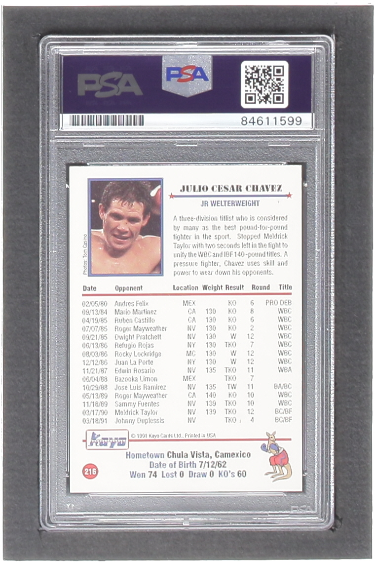 Julio Cesar Chavez Signed 1991 Kayo #216 (PSA) at PristineAuction.com Julio Cesar Chavez Signed 1991 Kayo #216 (PSA) at PristineAuction.com