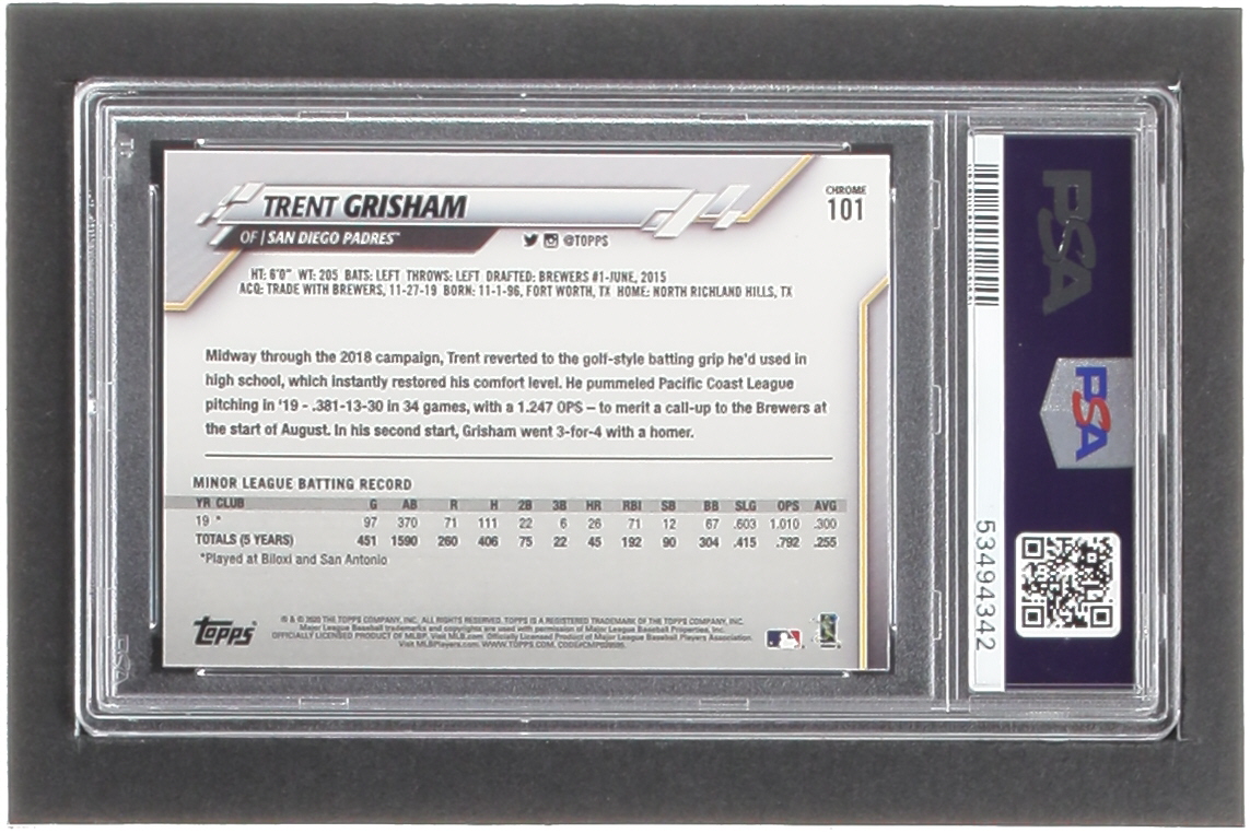 Trent Grisham 2020 Topps Chrome #101 RC (PSA 10) at PristineAuction.com Trent Grisham 2020 Topps Chrome #101 RC (PSA 10) at PristineAuction.com