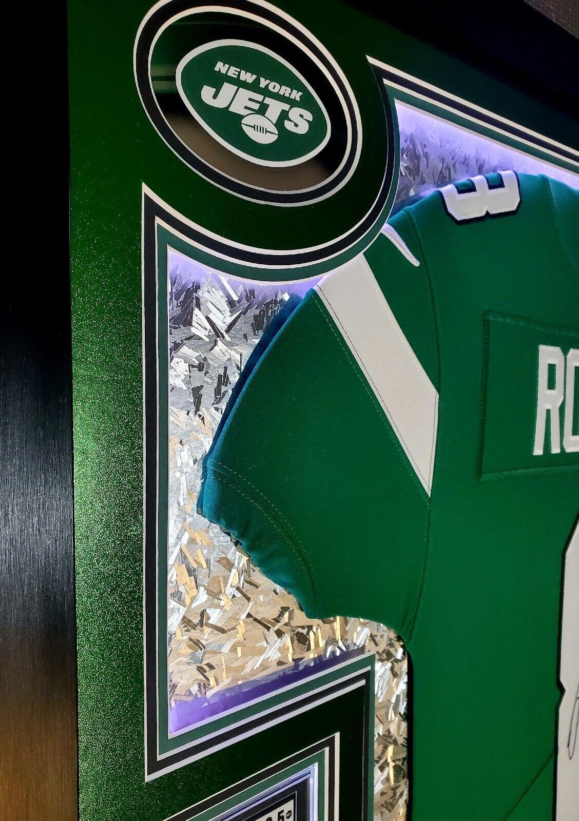 Aaron Rodgers Signed 33x42 Custom Framed Jersey Display with LED Lighting, 2005 UD Rookie Premiere #16 (RC) (SGC9.5)& 2005 Topps Bazooka #190 (RC) (SGC9.5) (Fanatics) at PristineAuction.com Aaron Rodgers Signed 33x42 Custom Framed Jersey Display with LED Lighting, 2005 UD Rookie Premiere #16 (RC) (SGC9.5)& 2005 Topps Bazooka #190 (RC) (SGC9.5) (Fanatics) at PristineAuction.com