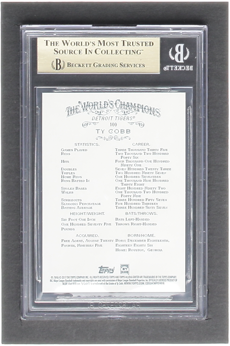 Ty Cobb 2017 Topps Allen and Ginter #100 (BGS 9.5) at PristineAuction.com Ty Cobb 2017 Topps Allen and Ginter #100 (BGS 9.5) at PristineAuction.com