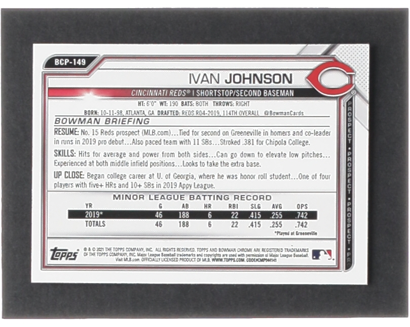 Ivan Johnson 2021 Bowman Chrome Prospects #BCP149 at PristineAuction.com Ivan Johnson 2021 Bowman Chrome Prospects #BCP149 at PristineAuction.com