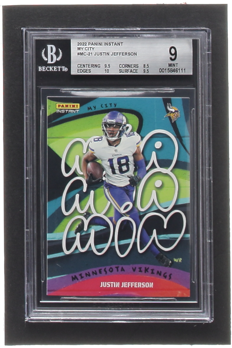 Justin Jefferson 2022 Panini Instant My City #MC21 (BGS 9) at PristineAuction.com Justin Jefferson 2022 Panini Instant My City #MC21 (BGS 9) at PristineAuction.com
