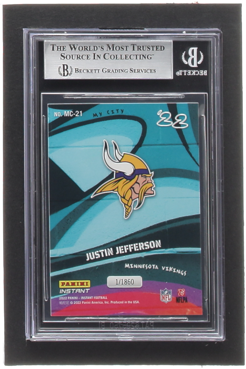 Justin Jefferson 2022 Panini Instant My City #MC21 (BGS 9) at PristineAuction.com Justin Jefferson 2022 Panini Instant My City #MC21 (BGS 9) at PristineAuction.com