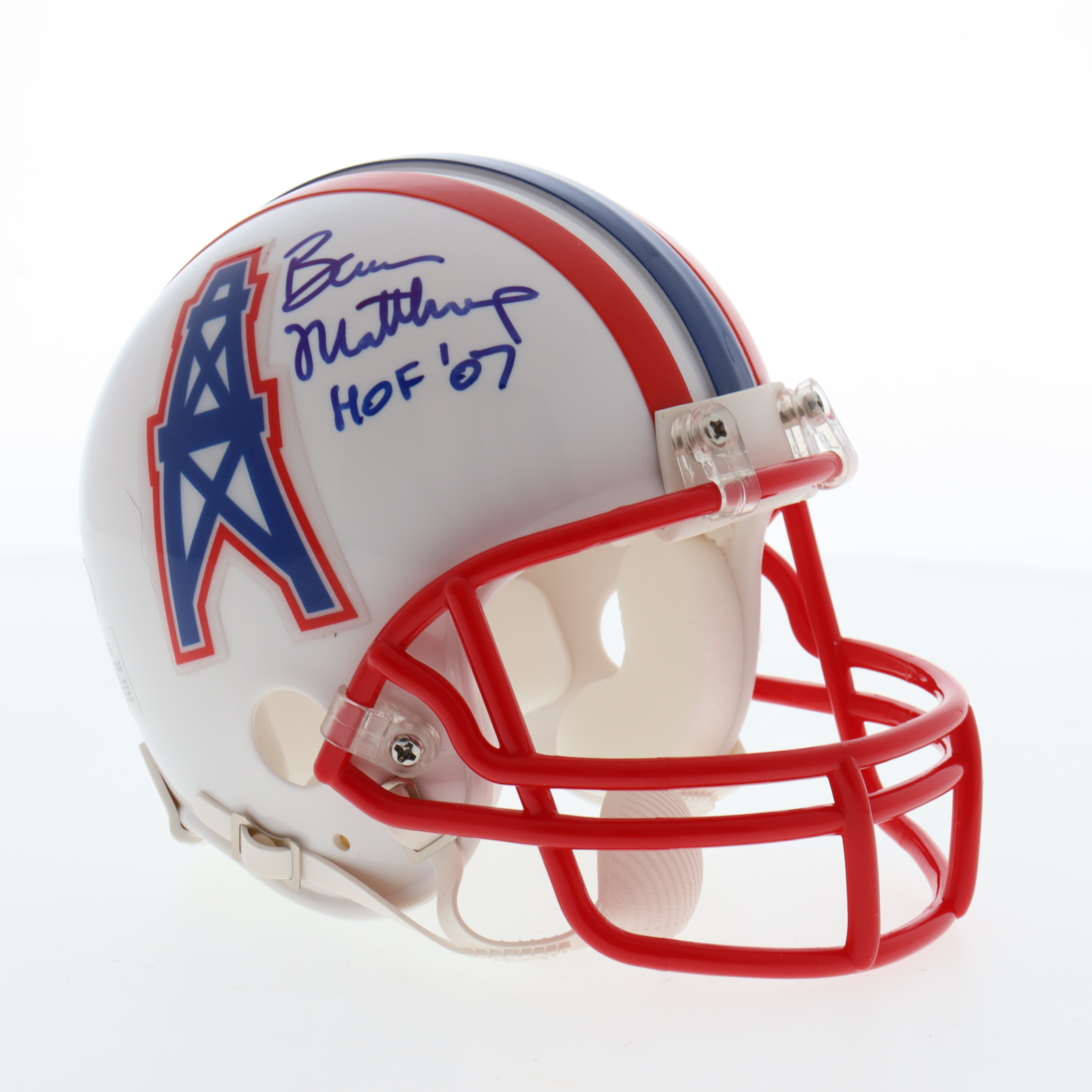 Bruce Matthews Signed Oilers Mini Helmet Inscribed "HOF 07" (JSA) at PristineAuction.com Bruce Matthews Signed Oilers Mini Helmet Inscribed "HOF 07" (JSA) at PristineAuction.com