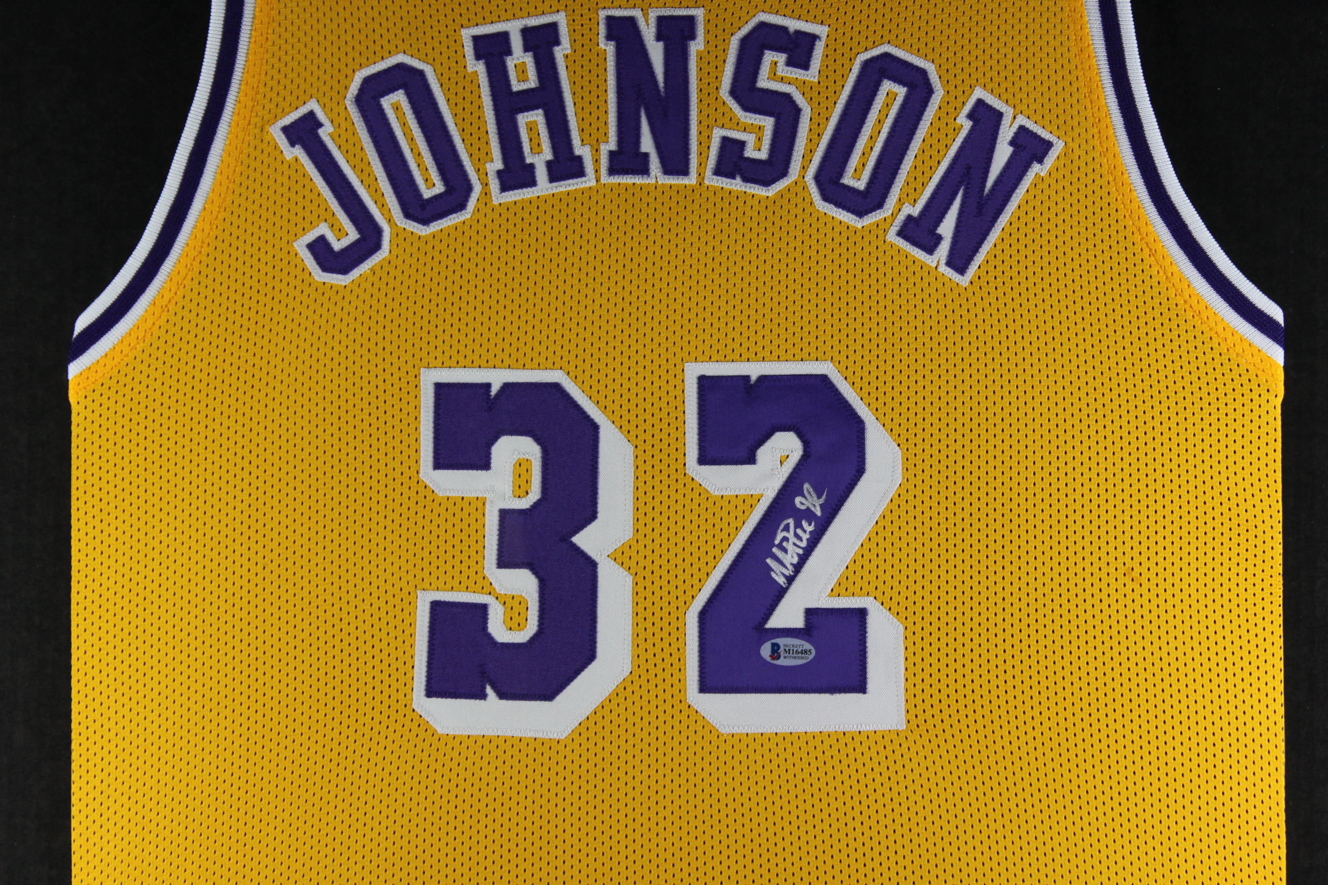 Magic Johnson Signed 35x43 Custom Framed Jersey Display (Beckett) at PristineAuction.com Magic Johnson Signed 35x43 Custom Framed Jersey Display (Beckett) at PristineAuction.com