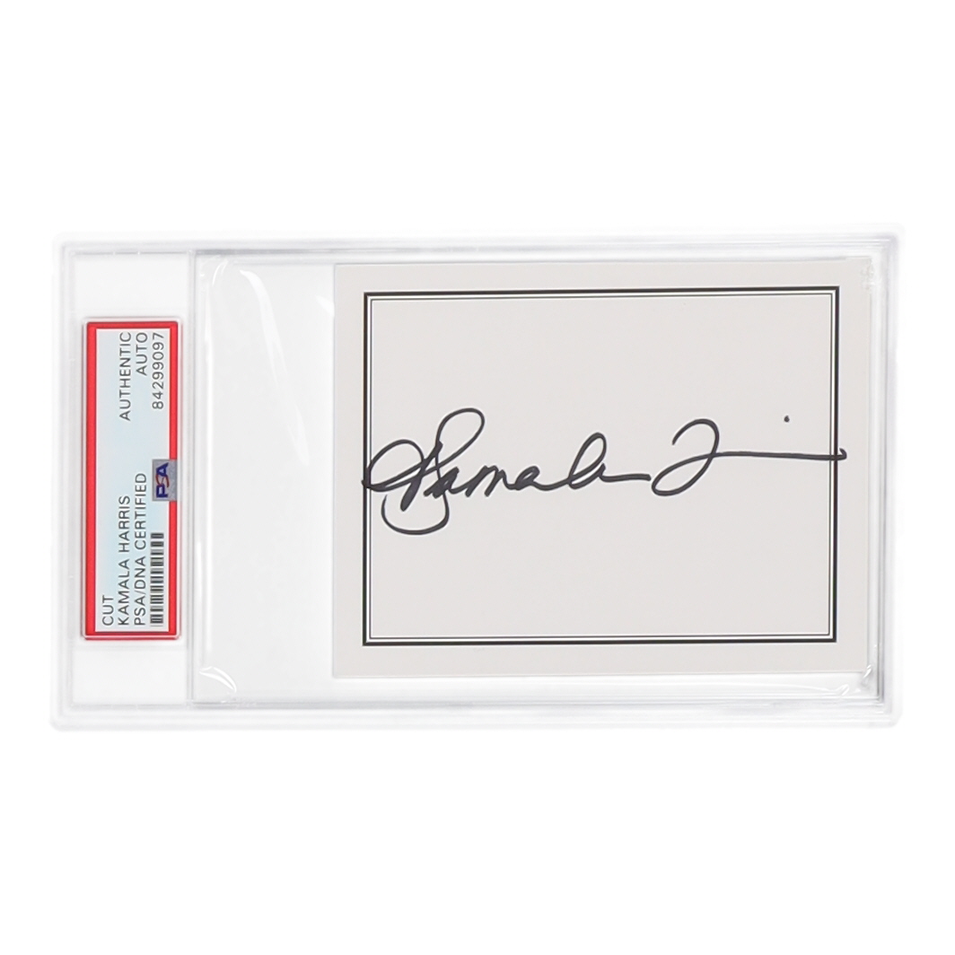 Kamala Harris Signed 3.5x4.5 Cut (PSA) at PristineAuction.com Kamala Harris Signed 3.5x4.5 Cut (PSA) at PristineAuction.com
