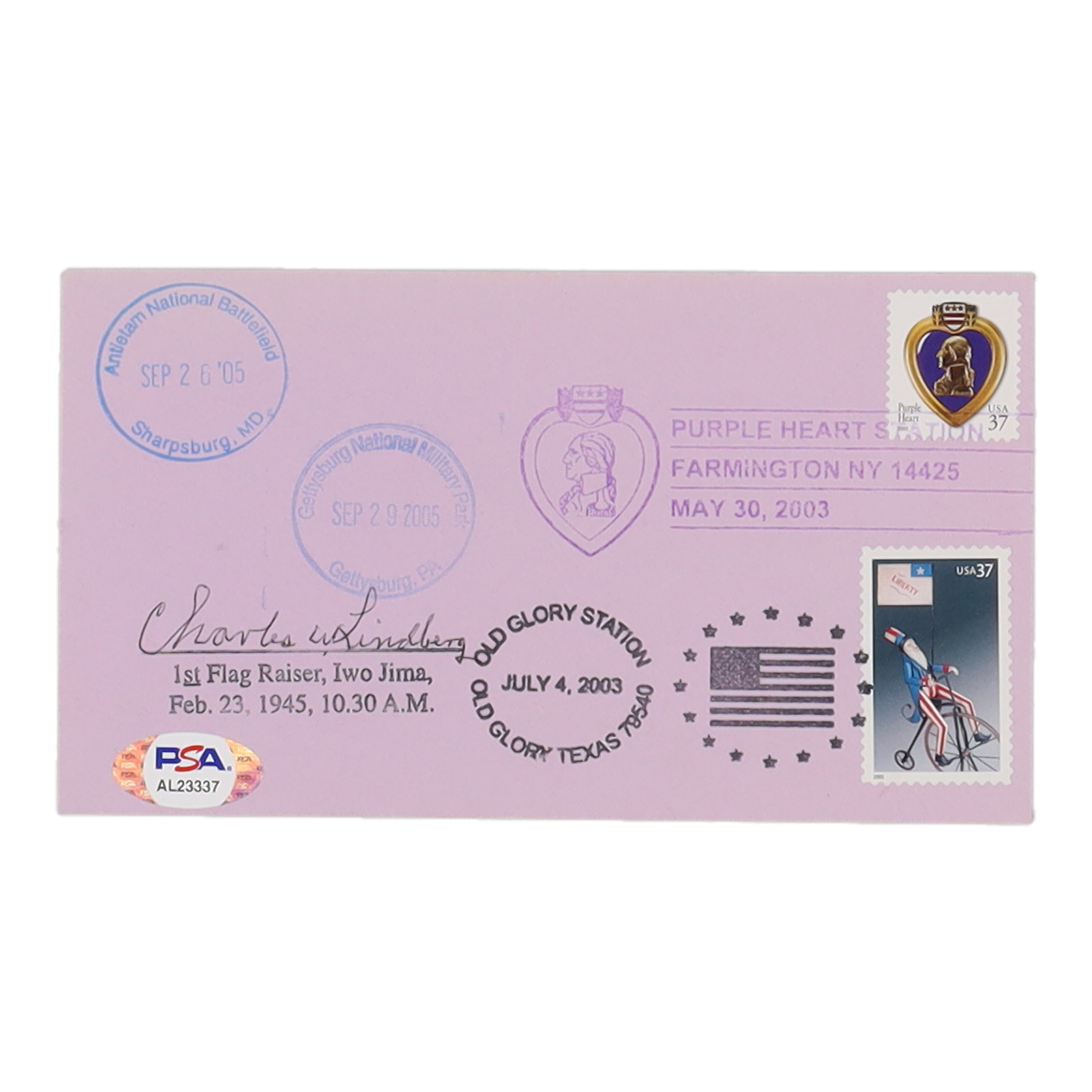 Charles W. Lindbergh Signed 2003 FDC Envelope (PSA) at PristineAuction.com Charles W. Lindbergh Signed 2003 FDC Envelope (PSA) at PristineAuction.com