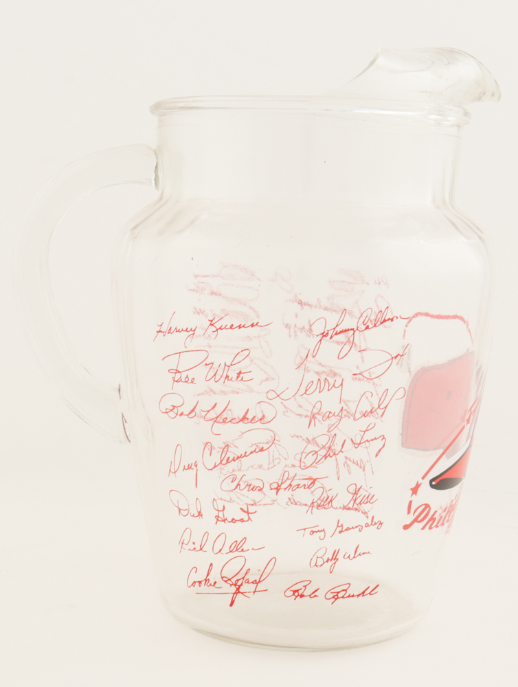 1966 Phillies Vintage Glass Pitcher & Glass Set at PristineAuction.com 1966 Phillies Vintage Glass Pitcher & Glass Set at PristineAuction.com