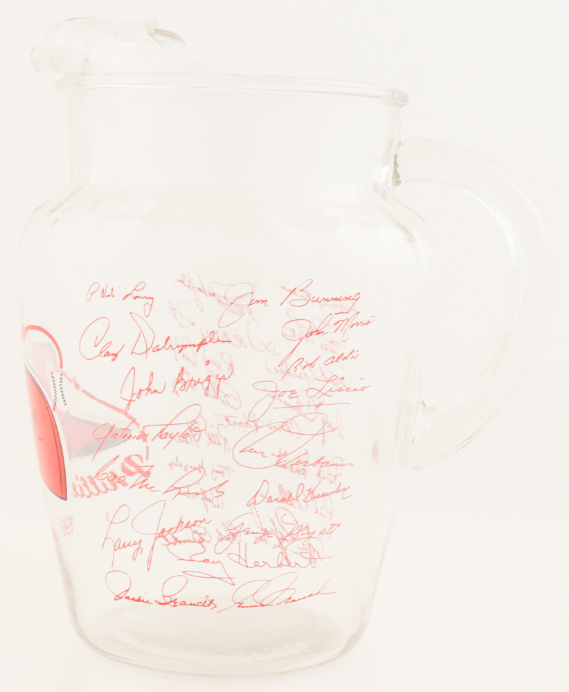 1966 Phillies Vintage Glass Pitcher & Glass Set at PristineAuction.com 1966 Phillies Vintage Glass Pitcher & Glass Set at PristineAuction.com