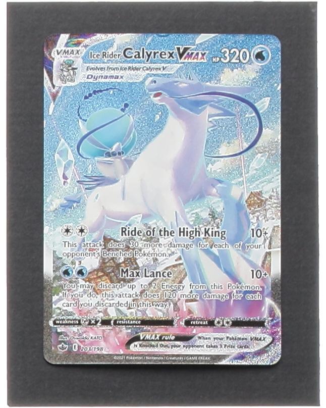 Ice Rider Calyrex VMAX 2021 Pokemon Sword and Shield Chilling Reign #203 ALT ART at PristineAuction.com Ice Rider Calyrex VMAX 2021 Pokemon Sword and Shield Chilling Reign #203 ALT ART at PristineAuction.com