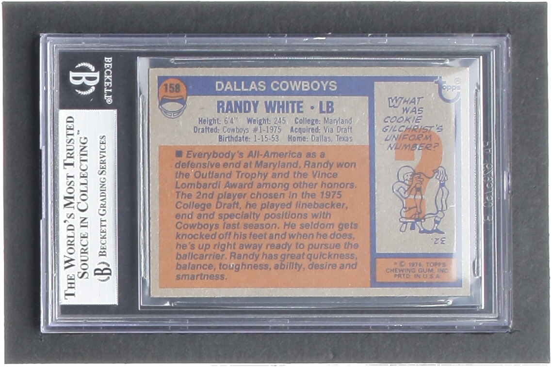 Randy White Signed 1976 Topps #158 RC (BGS) at PristineAuction.com Randy White Signed 1976 Topps #158 RC (BGS) at PristineAuction.com