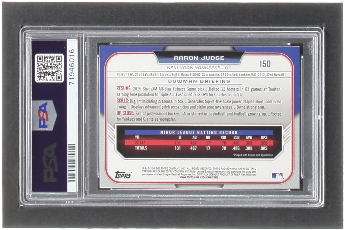 Aaron Judge 2015 Bowman Draft #150 RC (PSA 9) at PristineAuction.com Aaron Judge 2015 Bowman Draft #150 RC (PSA 9) at PristineAuction.com