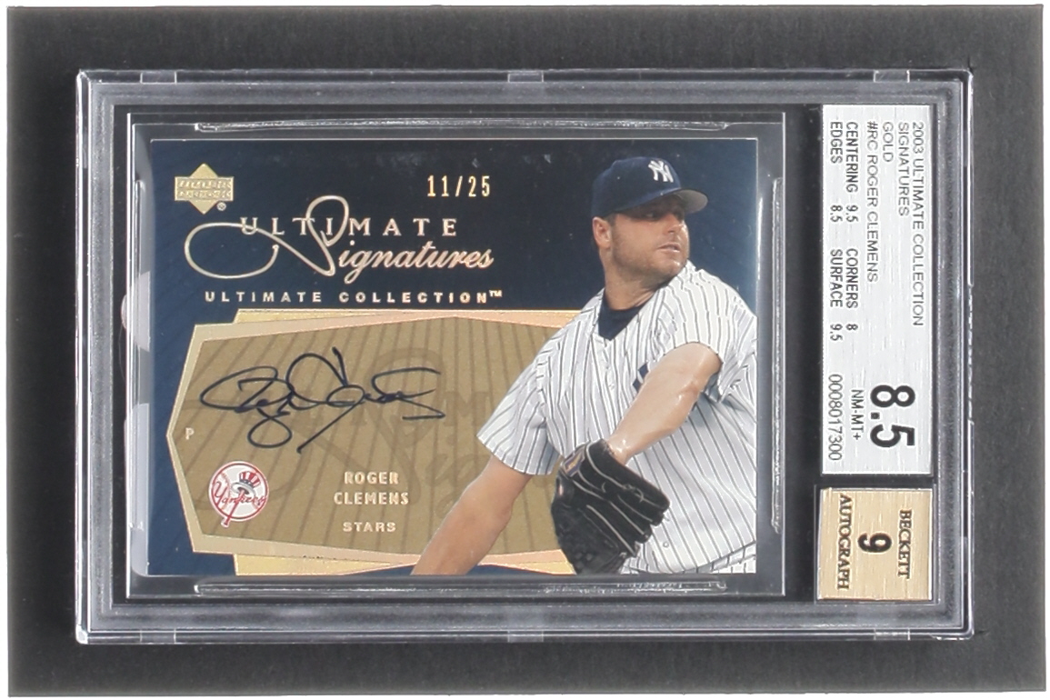 Roger Clemens 2003 Ultimate Collection Signatures Gold #RC #11/25 (BGS 8.5 | Autograph Graded 9) at PristineAuction.com Roger Clemens 2003 Ultimate Collection Signatures Gold #RC #11/25 (BGS 8.5 | Autograph Graded 9) at PristineAuction.com