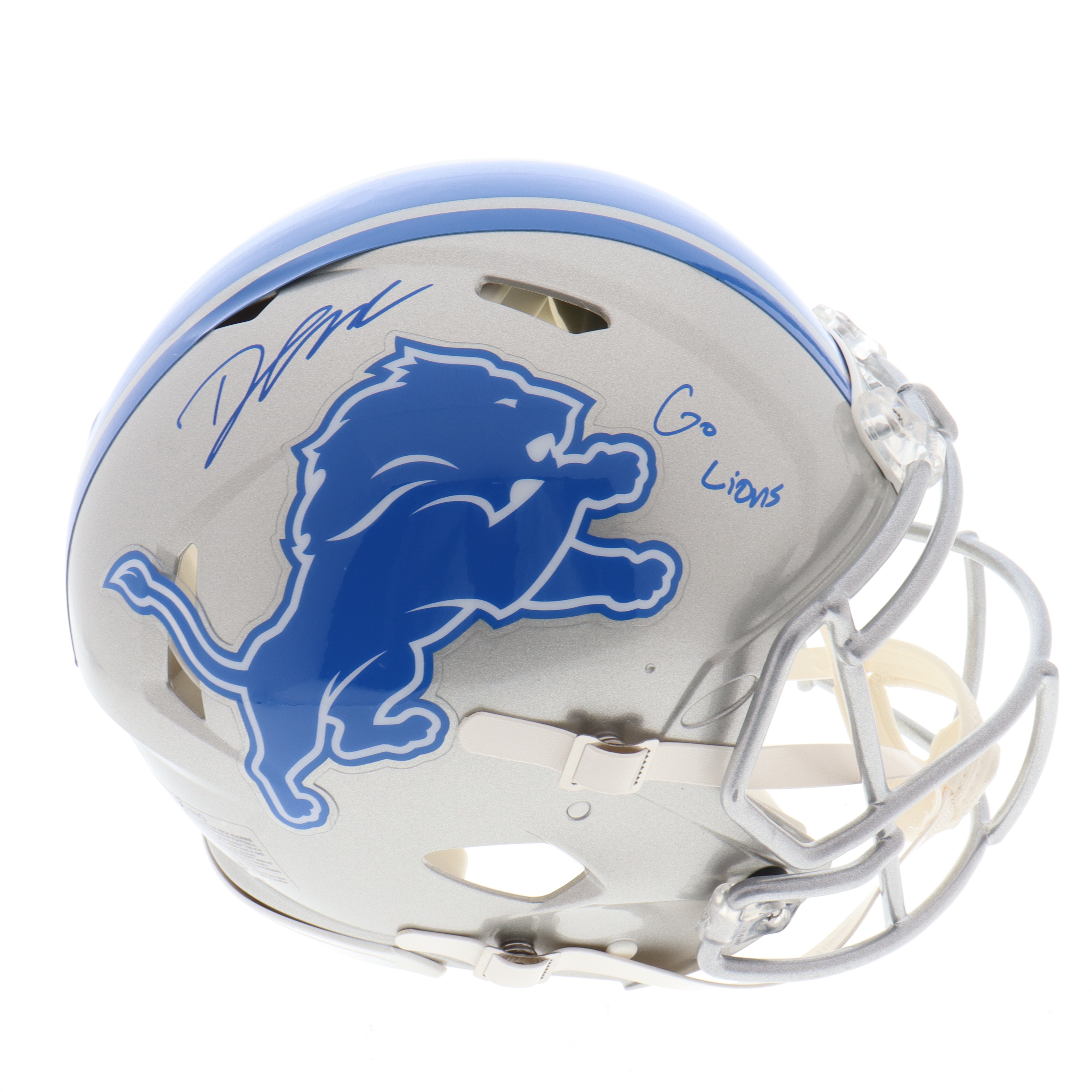 D'Andre Swift Signed Lions Full-Size Authentic On-Field Speed Helmet Inscribed "Go Lions" (JSA) at PristineAuction.com D'Andre Swift Signed Lions Full-Size Authentic On-Field Speed Helmet Inscribed "Go Lions" (JSA) at PristineAuction.com