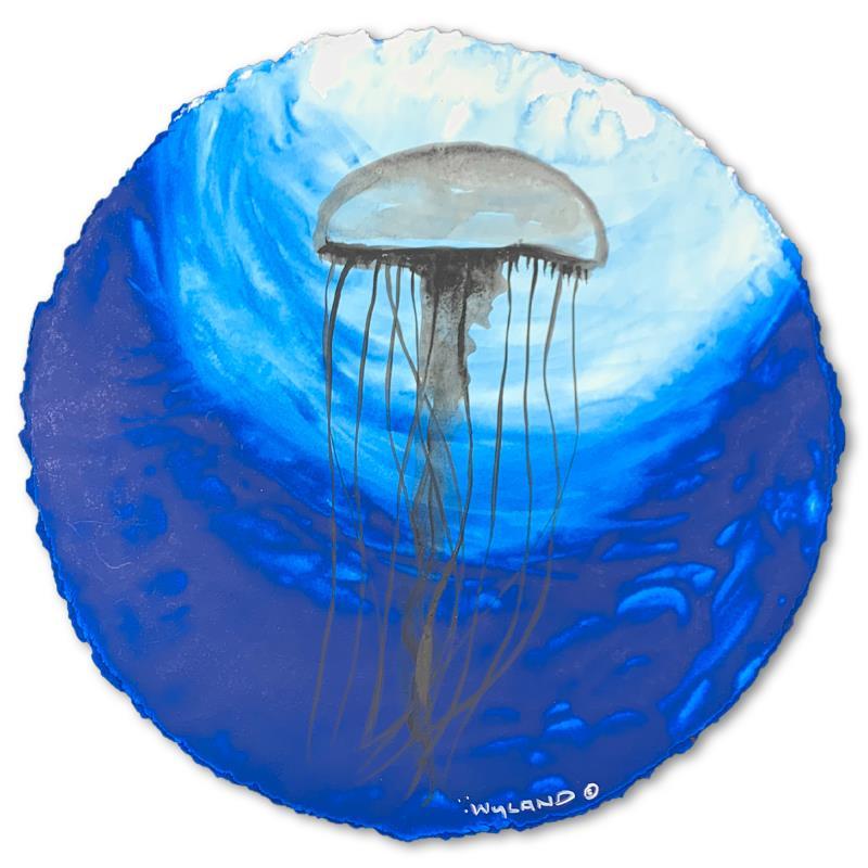 "Jellyfish Tentacles" 30x30 Custom Framed Original Watercolor Painting on Deckle Edge Paper by Wyland (PA) at PristineAuction.com "Jellyfish Tentacles" 30x30 Custom Framed Original Watercolor Painting on Deckle Edge Paper by Wyland (PA) at PristineAuction.com