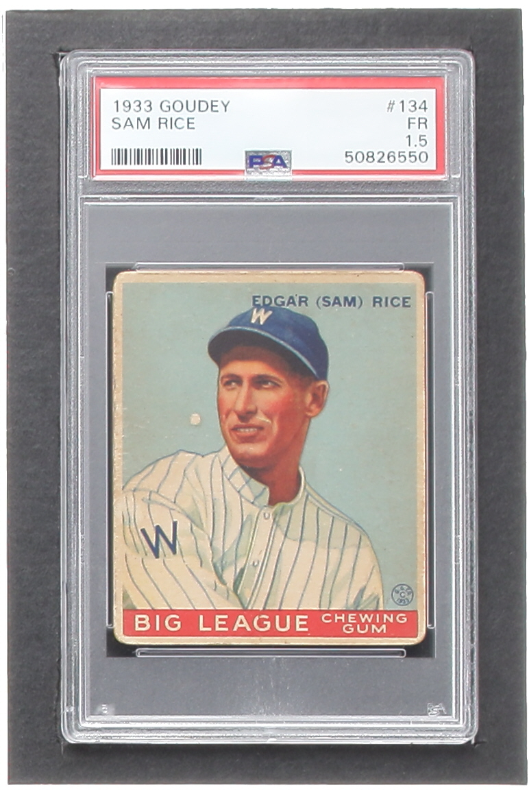 Sam Rice 1933 Goudey #134 RC (PSA 1.5) at PristineAuction.com Sam Rice 1933 Goudey #134 RC (PSA 1.5) at PristineAuction.com