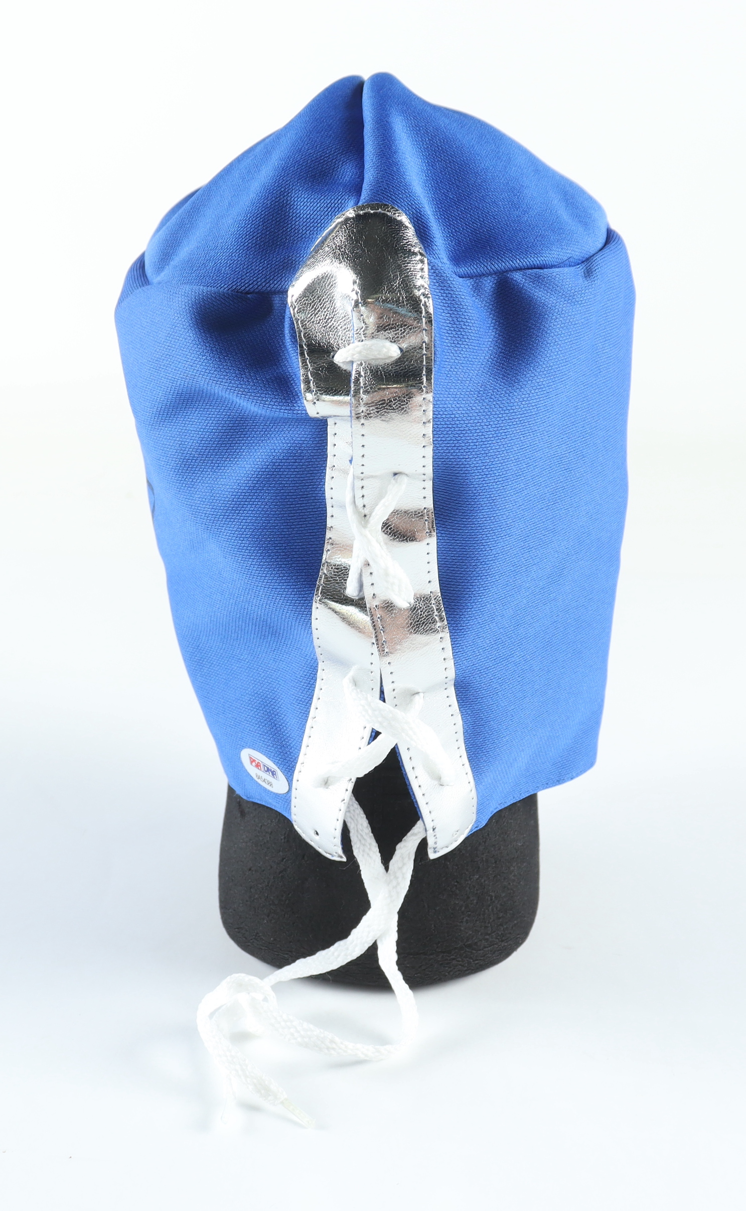 Blue Demon Jr. Signed Lace-Up Luchador Mask (PSA) at PristineAuction.com Blue Demon Jr. Signed Lace-Up Luchador Mask (PSA) at PristineAuction.com