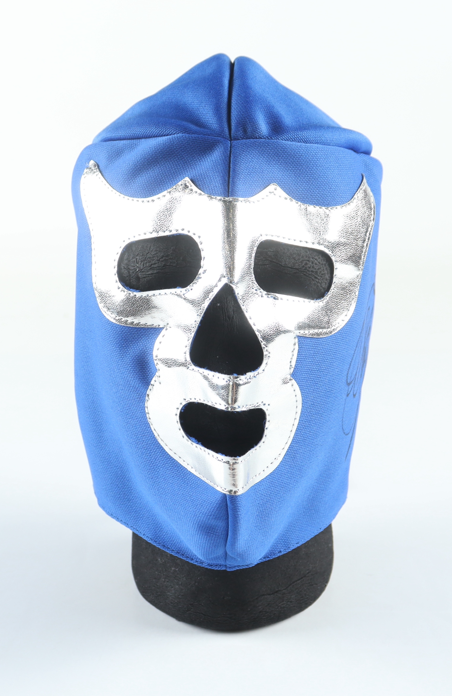 Blue Demon Jr. Signed Lace-Up Luchador Mask (PSA) at PristineAuction.com Blue Demon Jr. Signed Lace-Up Luchador Mask (PSA) at PristineAuction.com