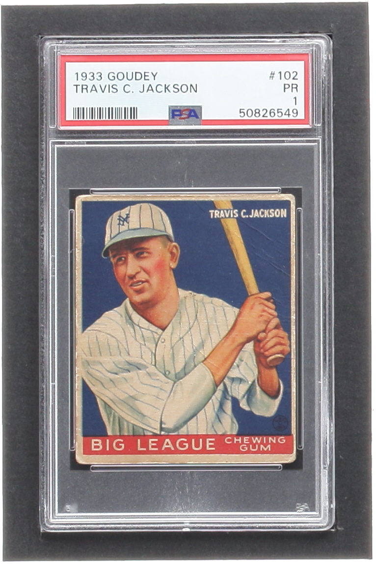 Travis Jackson 1933 Goudey #102 RC (PSA 1) at PristineAuction.com Travis Jackson 1933 Goudey #102 RC (PSA 1) at PristineAuction.com