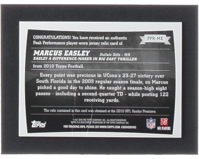 Marcus Easley 2010 Topps Peak Performance Relics #PPRME RC at PristineAuction.com Marcus Easley 2010 Topps Peak Performance Relics #PPRME RC at PristineAuction.com