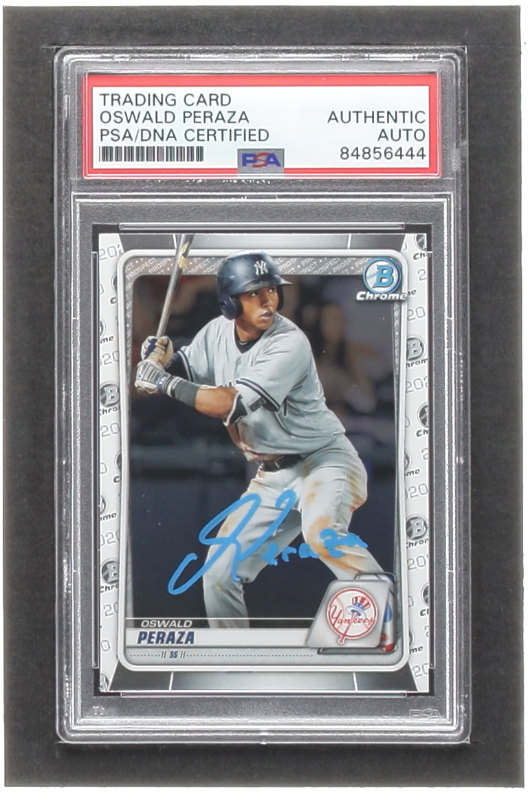 Oswald Peraza Signed 2020 Bowman Chrome Draft #BD27 RC (PSA) at PristineAuction.com Oswald Peraza Signed 2020 Bowman Chrome Draft #BD27 RC (PSA) at PristineAuction.com