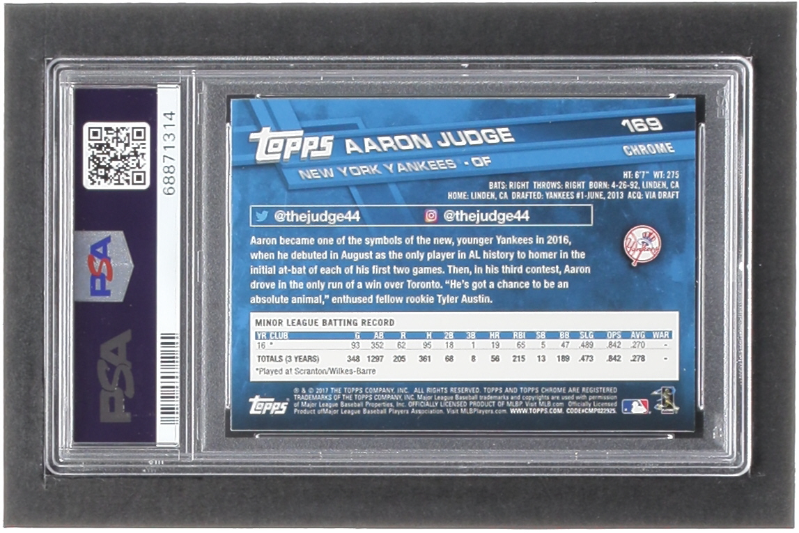 Aaron Judge 2017 Topps Chrome #169A RC (PSA 10) at PristineAuction.com Aaron Judge 2017 Topps Chrome #169A RC (PSA 10) at PristineAuction.com